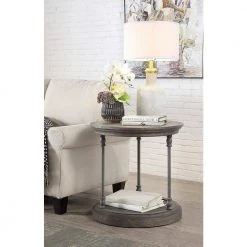 Corbin Medium Brown Round End Table by COAST TO COAST -Twin Star Home Sales Store corbin medium brown coast to coast end side tables 30462 31 1000