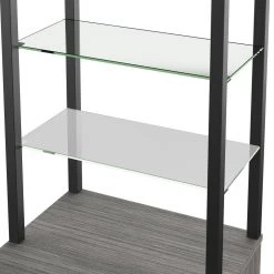 60 in. Crete Oak Beverage Cabinet with Attached Bookshelf by Twin Star Home -Twin Star Home Sales Store crete oak twin star home bar cabinets bc10783 po140 1f 1000