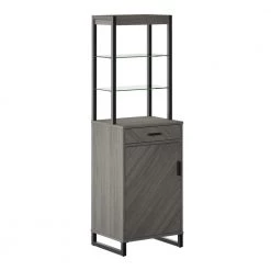 60 in. Crete Oak Beverage Cabinet with Attached Bookshelf by Twin Star Home