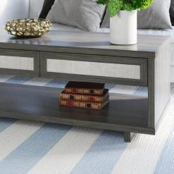 23.38 in. Crete Oak Rectangle MDF Coffee Table with Drawers by Twin Star Home -Twin Star Home Sales Store crete oak twin star home coffee tables ct7030 po140 1d 1000