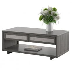23.38 in. Crete Oak Rectangle MDF Coffee Table with Drawers by Twin Star Home -Twin Star Home Sales Store crete oak twin star home coffee tables ct7030 po140 44 1000