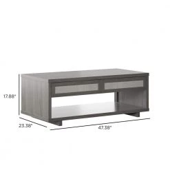 23.38 in. Crete Oak Rectangle MDF Coffee Table with Drawers by Twin Star Home -Twin Star Home Sales Store crete oak twin star home coffee tables ct7030 po140 c3 1000
