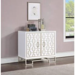 Dreamy White and Champagne Lights 2-Door Cabinet by COAST TO COAST -Twin Star Home Sales Store dreamy white champagne lights coast to coast accent cabinets 55642 31 1000