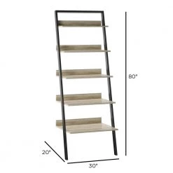 80 in. Autumn Driftwood Wood 5 -Shelf Leaning Bookcase Open Back by Twin Star Home -Twin Star Home Sales Store driftwood twin star home bookcases bookshelves bk490 tpd04 4f 1000