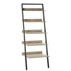 80 in. Autumn Driftwood Wood 5 -Shelf Leaning Bookcase Open Back by Twin Star Home