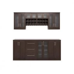 Home Bar 21 in. Espresso Cabinet Set (9-Piece) by NewAge Products