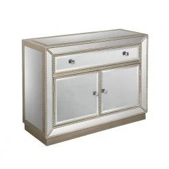 Estaline Champagne and Mirror 1-Drawer 2-Door Cabinet by COAST TO COAST
