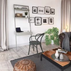 30 in. Rectangular Fairfox Oak Wood 2-Shelves Ladder Desk with Power by Twin Star Home -Twin Star Home Sales Store fairfax oak twin star home ladder desks odp490 tpo116 31 1000