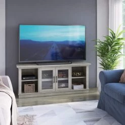 60 in. Fairfax Oak TV Stand Fits TVs Up to 65 in. with Cable Management by Twin Star Home -Twin Star Home Sales Store fairfax oak twin star home tv stands tc60 6861 po116 76 1000