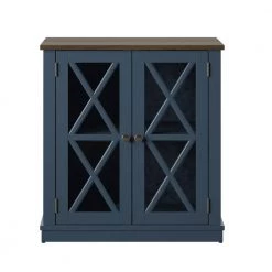 Fontana Blue Accent Cabinet with Mullions by Twin Star Home