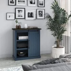 31.5 in. Fontana Blue Accent Cabinet with Sliding Barn Door and Adjustable Shelves by Twin Star Home -Twin Star Home Sales Store fontana blue twin star home accent cabinets ac6127 tpp02 31 1000