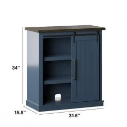 31.5 in. Fontana Blue Accent Cabinet with Sliding Barn Door and Adjustable Shelves by Twin Star Home -Twin Star Home Sales Store fontana blue twin star home accent cabinets ac6127 tpp02 4f 1000