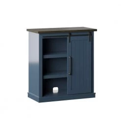 31.5 in. Fontana Blue Accent Cabinet with Sliding Barn Door and Adjustable Shelves by Twin Star Home