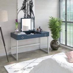 Fontana Blue Makeup Vanity with Hideaway Mirror 30.75 in. H x 47.38 in. W x 23.38 in. D by Twin Star Home -Twin Star Home Sales Store fontana blue twin star home makeup vanities vtm6999 pp02 66 1000