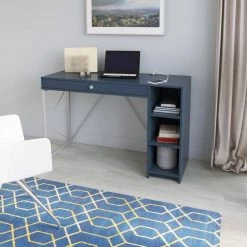 47.38 in. Fontana Blue Writing Desk with USB Charging Ports by Twin Star Home -Twin Star Home Sales Store fontana blue twin star home writing desks odp6967 pp02 44 1000