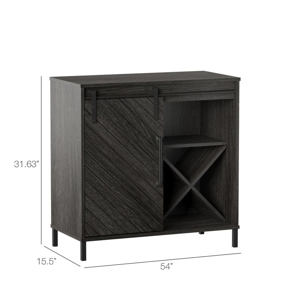 31.5 in. Fullerton Oak Accent Cabinet with Sliding Door and Wine Storage by Twin Star Home 10 31.5 in. Fullerton Oak Accent Cabinet with Sliding Door and Wine Storage by Twin Star Home - Image 10