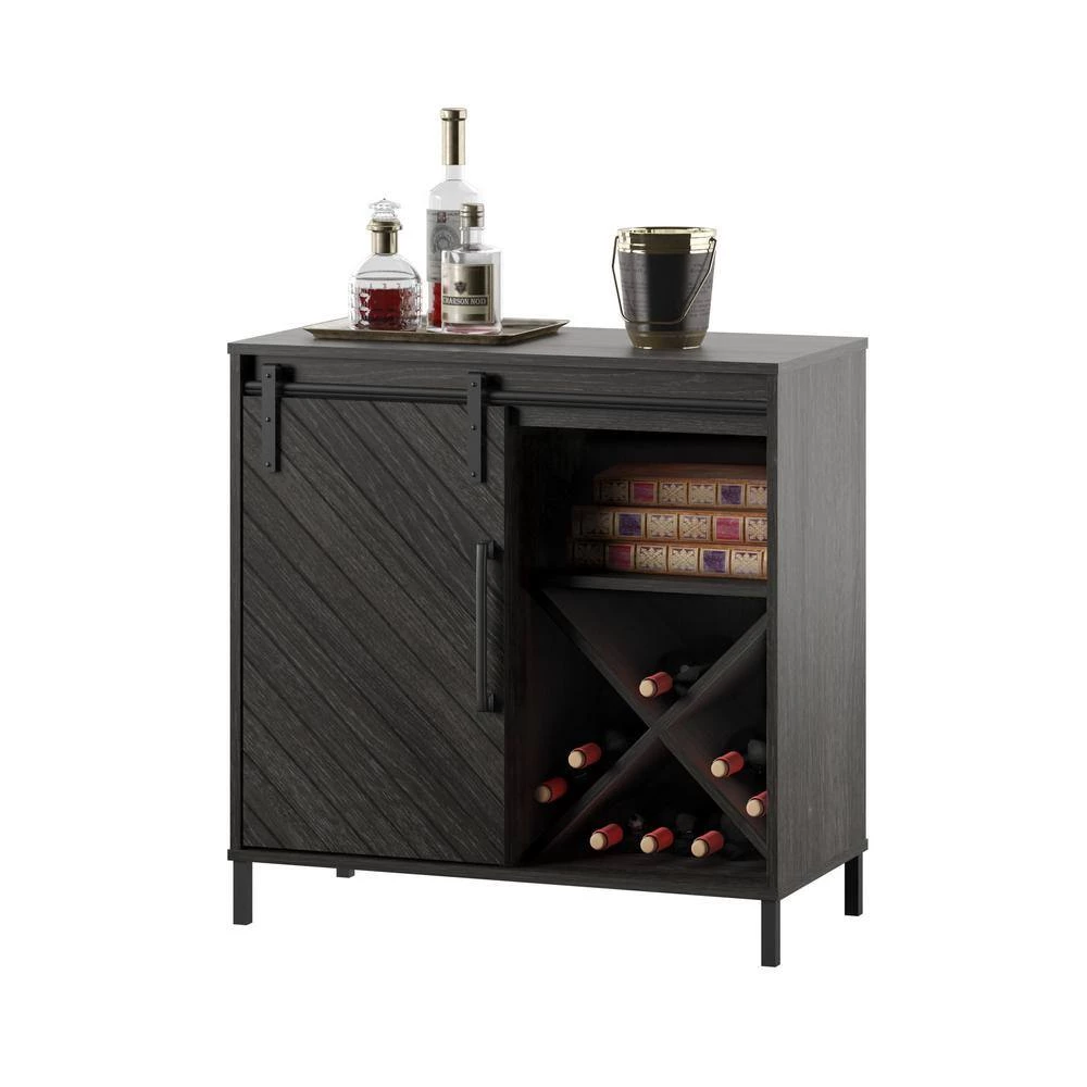 31.5 in. Fullerton Oak Accent Cabinet with Sliding Door and Wine Storage by Twin Star Home 13 31.5 in. Fullerton Oak Accent Cabinet with Sliding Door and Wine Storage by Twin Star Home - Image 13