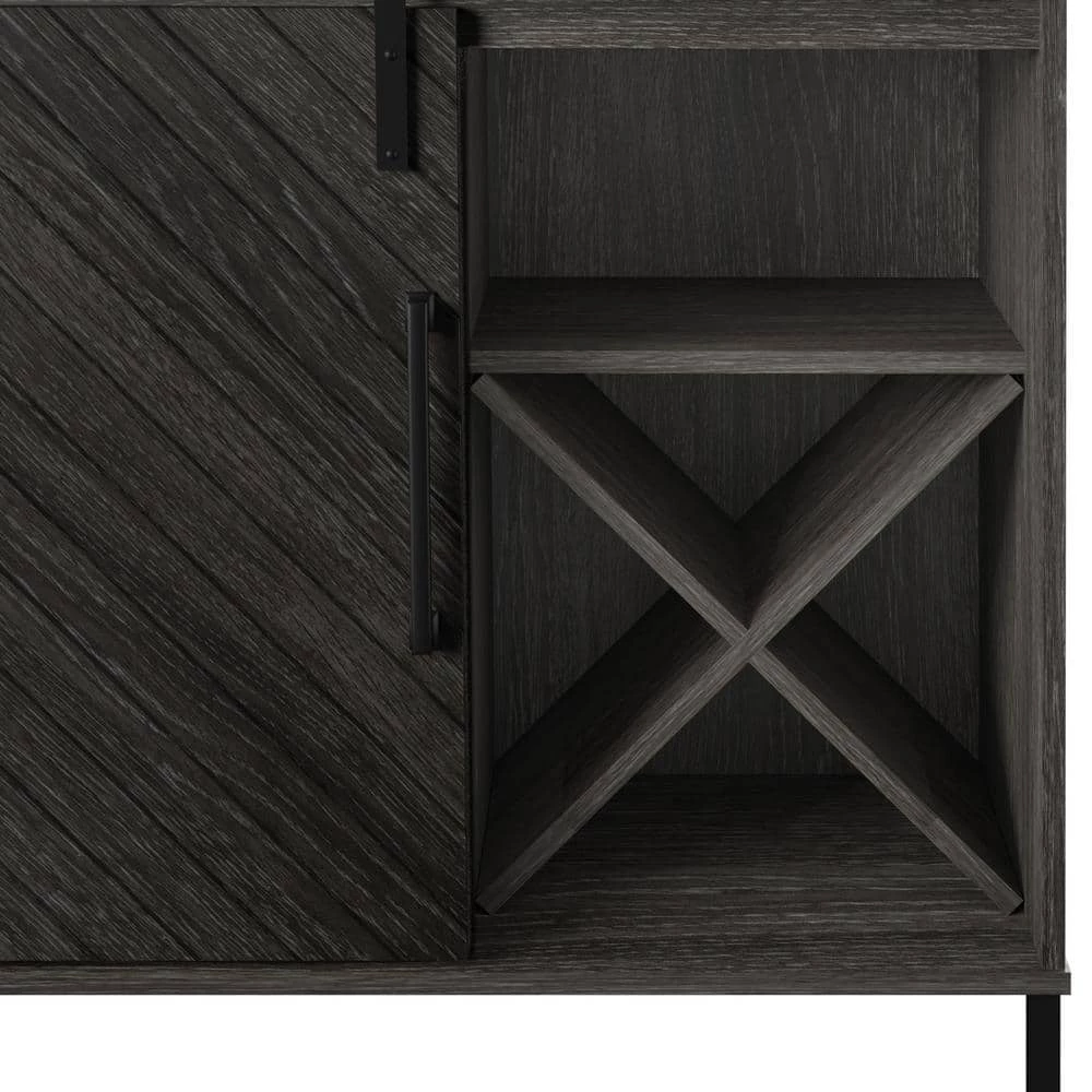 31.5 in. Fullerton Oak Accent Cabinet with Sliding Door and Wine Storage by Twin Star Home 7 31.5 in. Fullerton Oak Accent Cabinet with Sliding Door and Wine Storage by Twin Star Home - Image 7