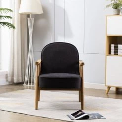 Grey Modern Upholstered Solid Wooden Lounge Chair Arm Chairs Accent With Cushion by KINWELL -Twin Star Home Sales Store gray kinwell accent chairs mla000684 grey 31 1000