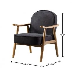 Grey Modern Upholstered Solid Wooden Lounge Chair Arm Chairs Accent With Cushion by KINWELL -Twin Star Home Sales Store gray kinwell accent chairs mla000684 grey 40 1000