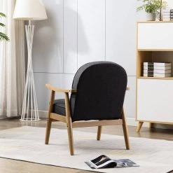 Grey Modern Upholstered Solid Wooden Lounge Chair Arm Chairs Accent With Cushion by KINWELL -Twin Star Home Sales Store gray kinwell accent chairs mla000684 grey 44 1000