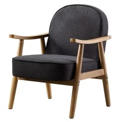 Grey Modern Upholstered Solid Wooden Lounge Chair Arm Chairs Accent With Cushion by KINWELL