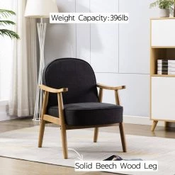 Grey Modern Upholstered Solid Wooden Lounge Chair Arm Chairs Accent With Cushion by KINWELL -Twin Star Home Sales Store gray kinwell accent chairs mla000684 grey c3 1000