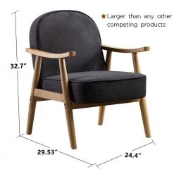 Grey Modern Upholstered Solid Wooden Lounge Chair Arm Chairs Accent With Cushion by KINWELL -Twin Star Home Sales Store gray kinwell accent chairs mla000684 grey fa 1000