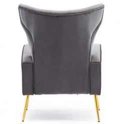 Gray Fabric Arm Chair Contemporary Accent Chair Dining Chair Tufted Back with Sturdy Metal Legs by KINWELL -Twin Star Home Sales Store gray kinwell accent chairs wfhfsn 131gy 44 1000