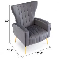 Gray Fabric Arm Chair Contemporary Accent Chair Dining Chair Tufted Back with Sturdy Metal Legs by KINWELL -Twin Star Home Sales Store gray kinwell accent chairs wfhfsn 131gy c3 1000