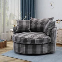 51.5 in. W Gray Upholstered Modern Leisure Swivel Barrel Chair by KINWELL 19 51.5 in. W Gray Upholstered Modern Leisure Swivel Barrel Chair by KINWELL -Twin Star Home Sales Store gray kinwell accent chairs wfhfsn 858bnmx 31 1000