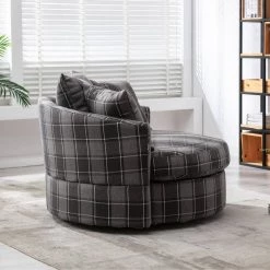 51.5 in. W Gray Upholstered Modern Leisure Swivel Barrel Chair by KINWELL 17 51.5 in. W Gray Upholstered Modern Leisure Swivel Barrel Chair by KINWELL -Twin Star Home Sales Store gray kinwell accent chairs wfhfsn 858bnmx 44 1000