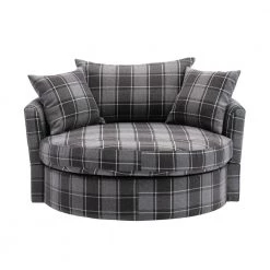 51.5 in. W Gray Upholstered Modern Leisure Swivel Barrel Chair by KINWELL