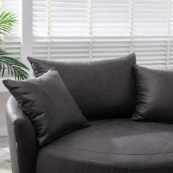 51.5 in. W Dark Gray Upholstered Modern Leisure Swivel Barrel Chair by KINWELL 11 51.5 in. W Dark Gray Upholstered Modern Leisure Swivel Barrel Chair by KINWELL -Twin Star Home Sales Store gray kinwell accent chairs wfhfsn 858gy 4f 1000