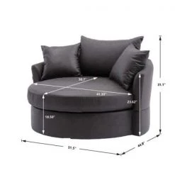 51.5 in. W Dark Gray Upholstered Modern Leisure Swivel Barrel Chair by KINWELL 10 51.5 in. W Dark Gray Upholstered Modern Leisure Swivel Barrel Chair by KINWELL -Twin Star Home Sales Store gray kinwell accent chairs wfhfsn 858gy c3 1000