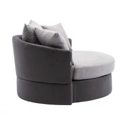 51.5 in. W Gray Upholstered Modern Leisure Swivel Barrel Chair by KINWELL -Twin Star Home Sales Store gray kinwell accent chairs wfhfsn 858gymx fa 1000