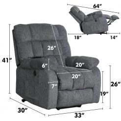 Gray Power Lift Heated Timing Massage Recliner by KINWELL -Twin Star Home Sales Store gray kinwell recliners cwx504ef21d c492 1d 1000