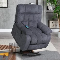 Gray Power Lift Heated Timing Massage Recliner by KINWELL