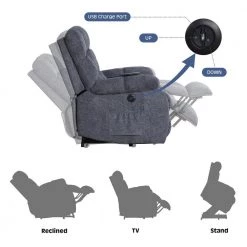 Gray Power Lift Heated Timing Massage Recliner by KINWELL -Twin Star Home Sales Store gray kinwell recliners cwx504ef21d c492 c3 1000