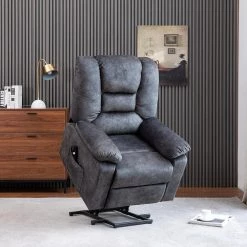 Gray Soft Microfiber Power Electric Lift Recliner with Storage for Elderly by KINWELL -Twin Star Home Sales Store gray kinwell recliners xq 547s00006 66 1000