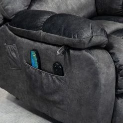 Gray Chenille Fabric Power Electric Lift Vibration Massage Heating Overstuffed Breathable Recliner with Side Pocket by KINWELL -Twin Star Home Sales Store gray kinwell recliners xq547s00011 1f 1000