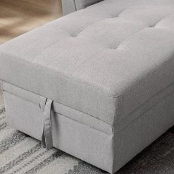 Nathalia 86 in. Wide 1-Piece Linen Reversible Sleeper Sectional Sofa in Gray by KINWELL -Twin Star Home Sales Store gray kinwell sectional sofas mhx01gy 1d 1000