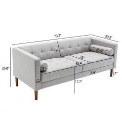 73.2 in. W Square Arm Polyester Tufted 3-Seater Chesterfield Straight Sofa with Throw Pillows in Gray by KINWELL -Twin Star Home Sales Store gray kinwell sofas couches hx2048gy 1d 1000