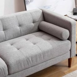 73.2 in. W Square Arm Polyester Tufted 3-Seater Chesterfield Straight Sofa with Throw Pillows in Gray by KINWELL -Twin Star Home Sales Store gray kinwell sofas couches hx2048gy 1f 1000