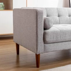 73.2 in. W Square Arm Polyester Tufted 3-Seater Chesterfield Straight Sofa with Throw Pillows in Gray by KINWELL -Twin Star Home Sales Store gray kinwell sofas couches hx2048gy 4f 1000