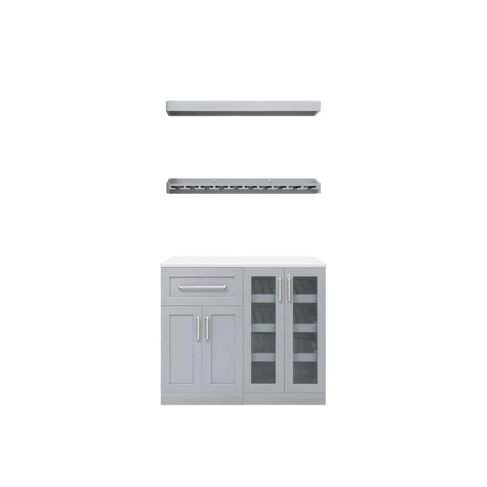 Home Bar 21 in. Gray Cabinet Set (5-Piece) by NewAge Products 1 Home Bar 21 in. Gray Cabinet Set (5-Piece) by NewAge Products