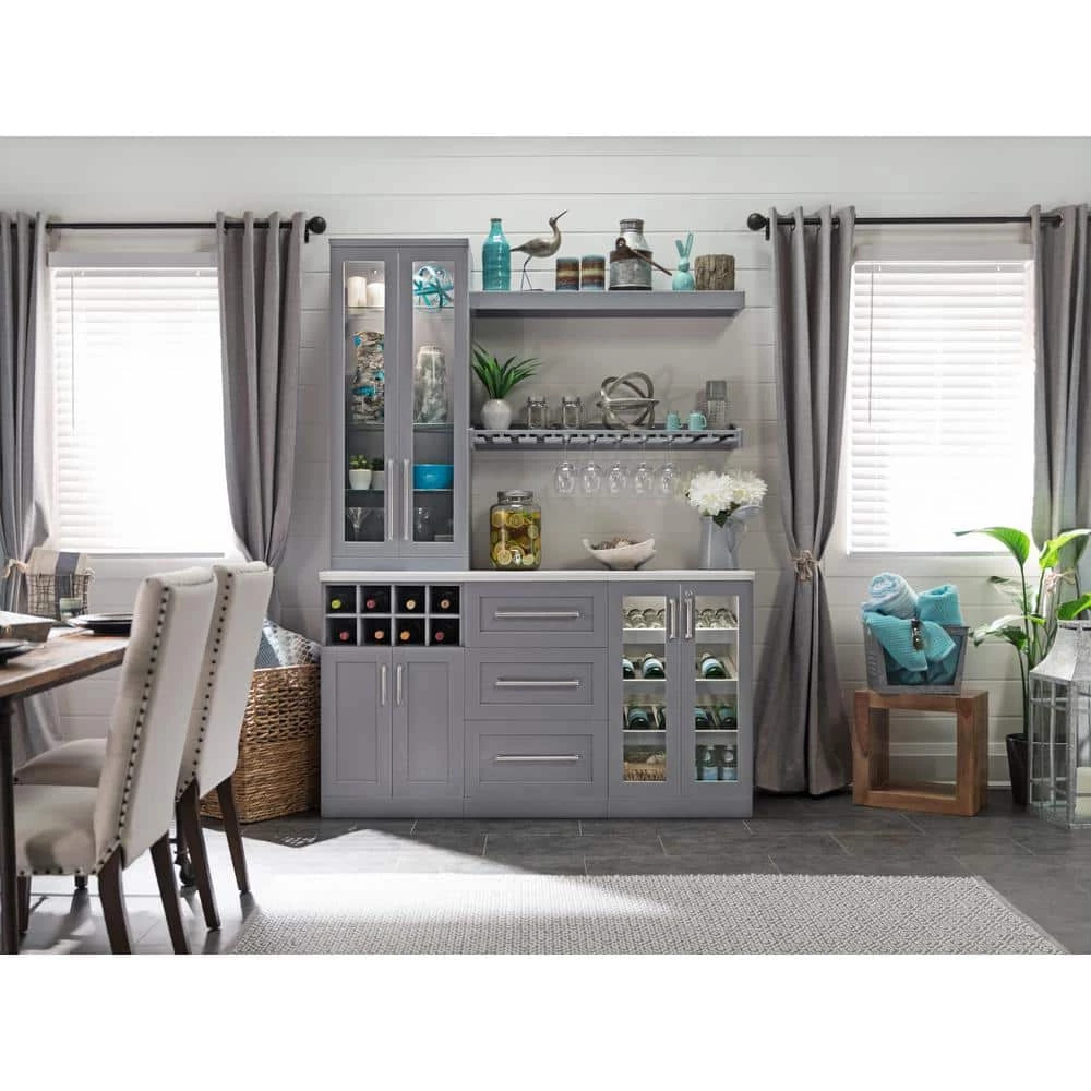 Home Bar 21 in. Gray Cabinet Set (5-Piece) by NewAge Products 4 Home Bar 21 in. Gray Cabinet Set (5-Piece) by NewAge Products - Image 4