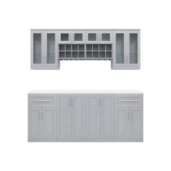 Home Bar 21 in. Gray Cabinet Set (9-Piece) by NewAge Products