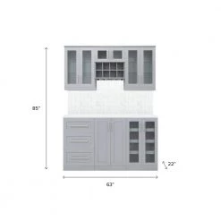 Home Bar Gray Cabinet Set (7-Piece) by NewAge Products -Twin Star Home Sales Store gray newage products bar cabinets 62599 77 1000