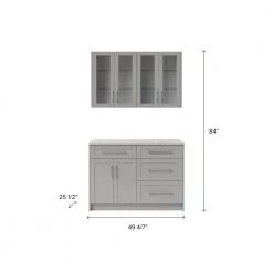 Home Bar Gray Cabinet Set with Granite Countertop and Glass Doors (5-Piece) by NewAge Products -Twin Star Home Sales Store gray newage products bar cabinets 85816 1d 1000